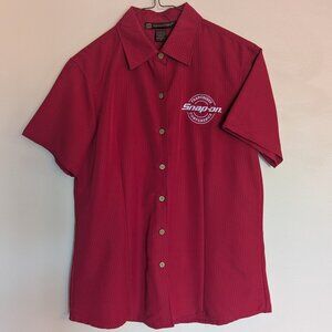 Vintage Snap-on Women's Red Short Sleeve Button Down Shirt | Size Medium